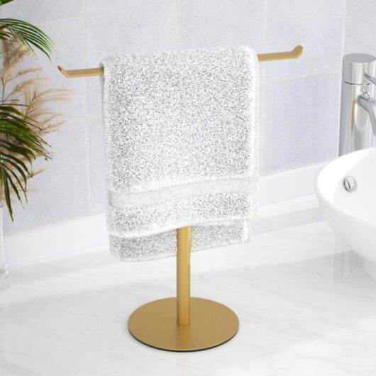 Groofoo - Gold Hand Towel Stand, T-Shape Hand Towel Holder for Bathroom, Display Fingertip Towel Holder Organizer and Bathroom Towel Racks,Kitchen
