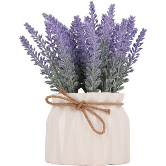 Groofoo - Small Artificial Plants Pots Mini Fake Potted Plants Ornament Indoor Outdoor Home Decor 7146C 02 Pleated Vase