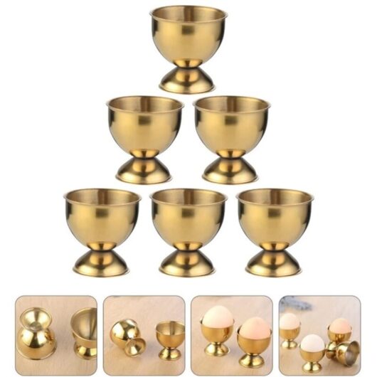 Hard Boiled Egg Cups Golden Ice Cream Dessert Container Table Decor for Holiday Wedding Party 6Pcs