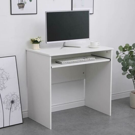 Home Source - Newport White Computer Desk pc Laptop Table Home Office Study Workstation Gaming