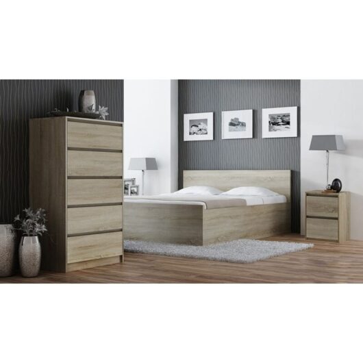 Hucoco - iris T2 - Contemporary bedside table 55x43x40 - Scandinavian style 2 drawer bedside/side table - Modern storage unit