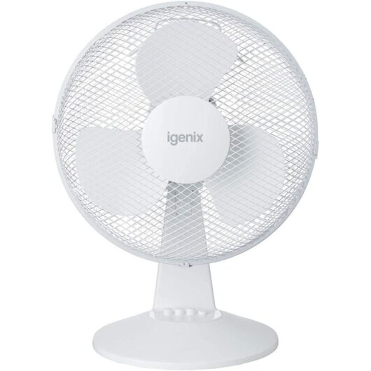 Igenix 12 Inch Desk Fan, 3 Speeds, White - DF1210