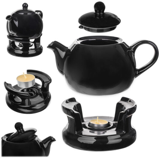 KADAX Ceramic Jug with Warmer 1L Black