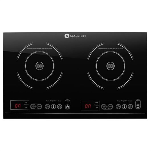 Klarstein Induction Hob, 3100W Electric Hob Induction Cooker, 2 Ring Electric Pan Hob, Free Standing Table Top Cookers w/ 2 Hobs, Modern Induction