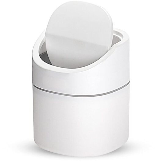 Longziming - Small Table Trash Can, Mini Kitchen Desktop Trash Can, Desktop Trash Can, Used in Living Room, Bedroom and Office, Plastic Indoor Trash