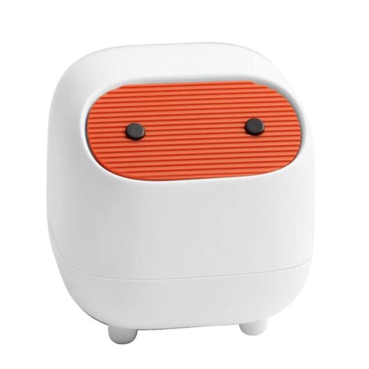 Longziming - Small Trash Can, Cute Ninja Office Trash Can with Lid, Bedroom Trash Can with 1 Roll Waste Bag, Trash Can for Home, Office (Green Trash
