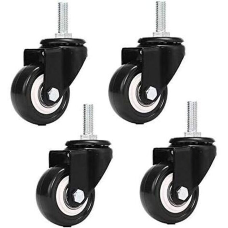 M8x25mm 4 pieces load support 240 kg trolley swivel caster PU furniture powder replacement (without brake casters),--TRIMEC