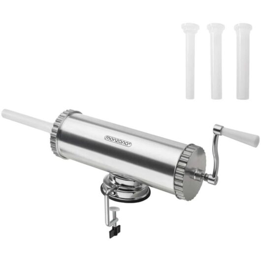 MONZANA® Sausage Stuffer Aluminium with Table Clamp 3 Filling Tubes Manual Sausage Filler Machine Home Kitchen Butcher BBQ 2.5 kg Filling Capacity