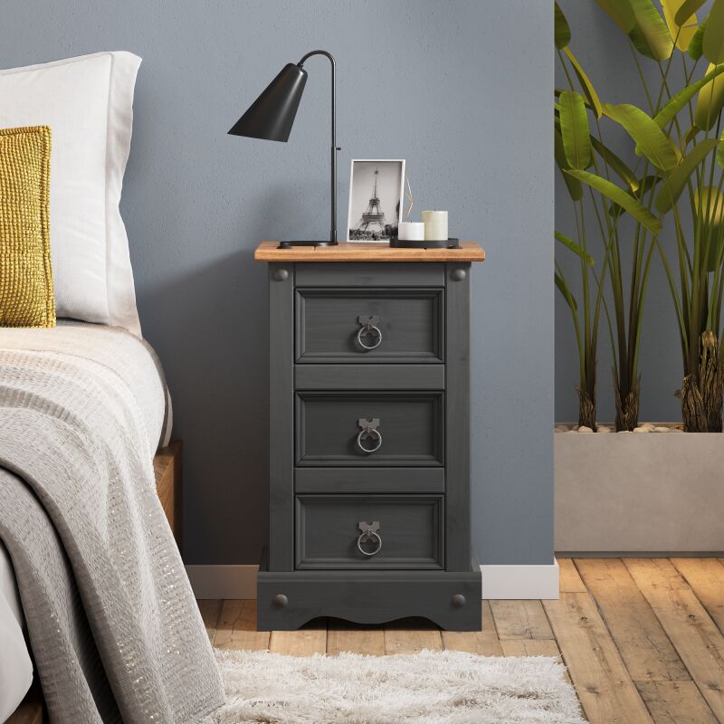 Mercers Furniture - Corona Charcoal Narrow Bedside