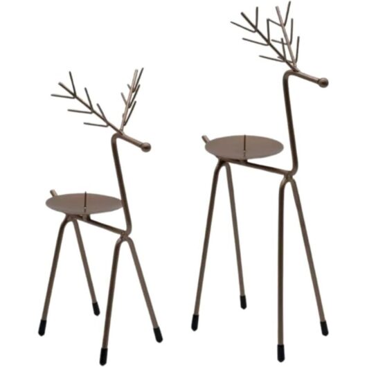Metal Reindeer Pillar Candle Holders Decorations Living Room Accessories Christmas Candles Deer Ornament Decorative Gift Candle Accessories for