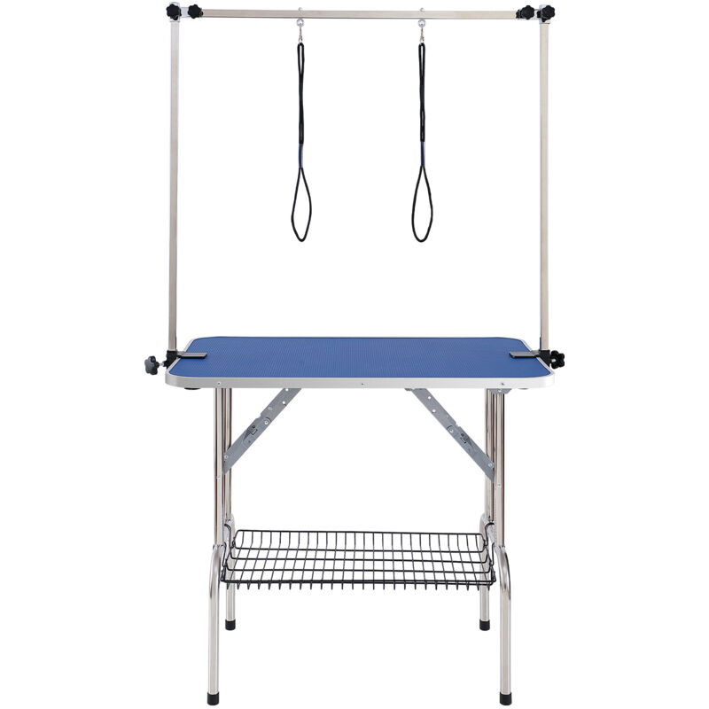 Mophorn - Pet Grooming Table with Two Adjustable Arms, 915x610mm Foldable Grooming Stand, Includes Two No-Sit Haunch Holders, Grooming Loop, for