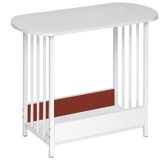 Niceme - Narrow Side Table, White Slim End Table, Small Bedside Table, Narrow Nightstand with Storage Shelf (White)
