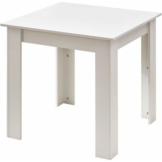 Niceme - Small Dining Table 75x75cm Square Table High Gloss Table Top Kitchen Table Home Furniture (White) - Pure White