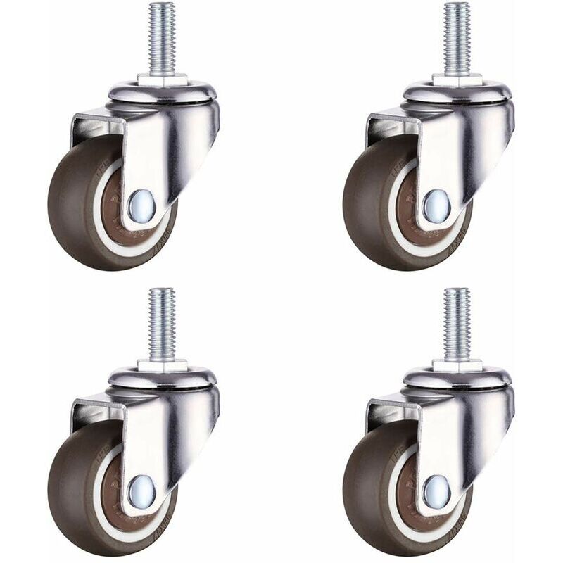Odipie - 4 Pcs Small Swivel Casters for Furniture M6x15mm Furniture Casters Diameter 25mm for Coffee Table Flower Stand Cabinet