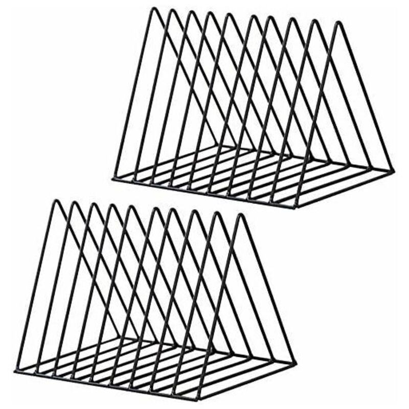 Office triangle table top iron storage shelf (black) 2pcs