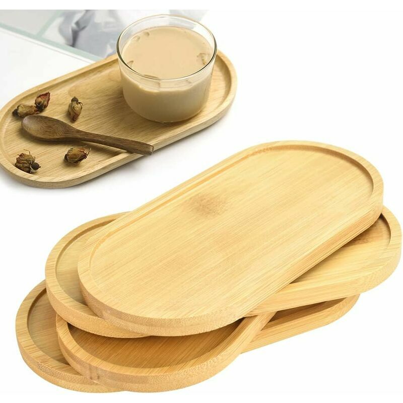 PCS Bamboo Oval Trays Wooden Serving Trays Meal Tray Storage Tray Small Oval Tea Tray for Food, Cups, Jewelry, Flower Pots, Coffee(17.58.81.1cm) -