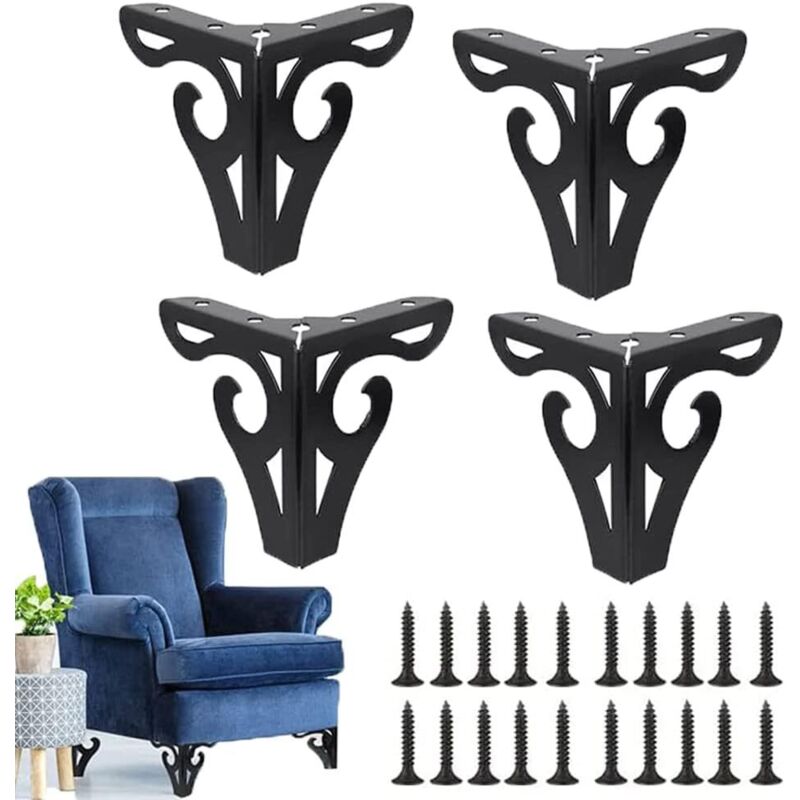 Pieces Furniture Sofa Legs, Sofa Legs, Modern Sofa Legs, TV Stand Legs, Bed Legs, for Wardrobe, Sofa, Dresser, Table (Black)