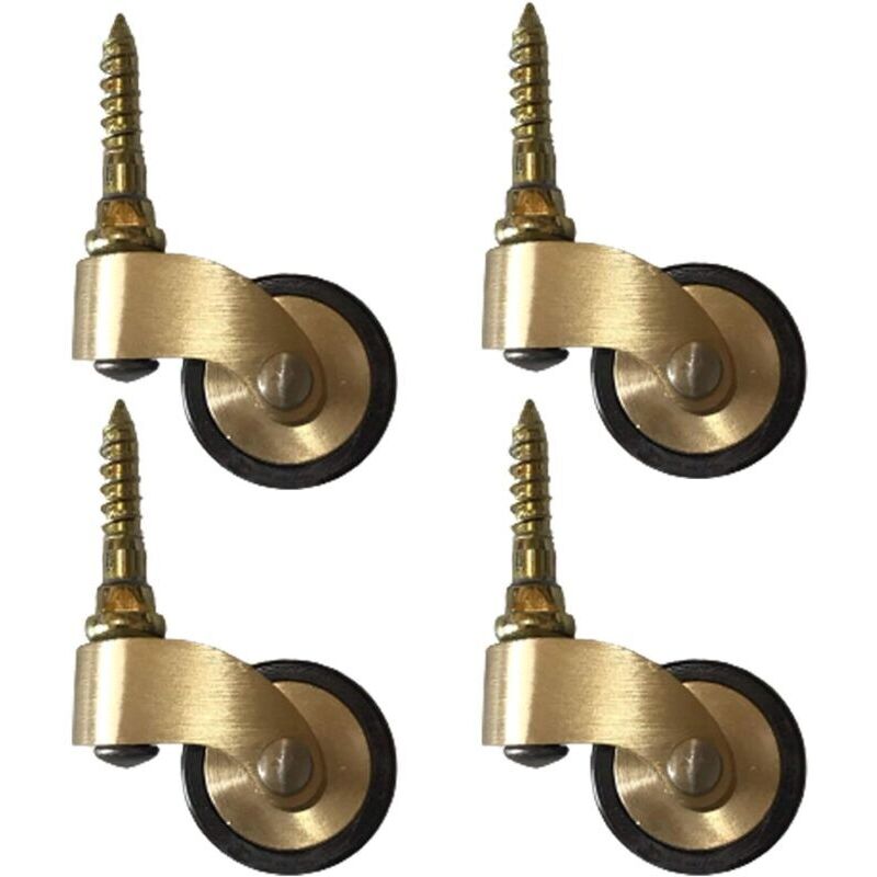 Pieces Solid Brass Furniture Casters, Antique Style Rubber Swivel Wheels, 25mm Wheel Diameter, 150kg Load Capacity, with Stem