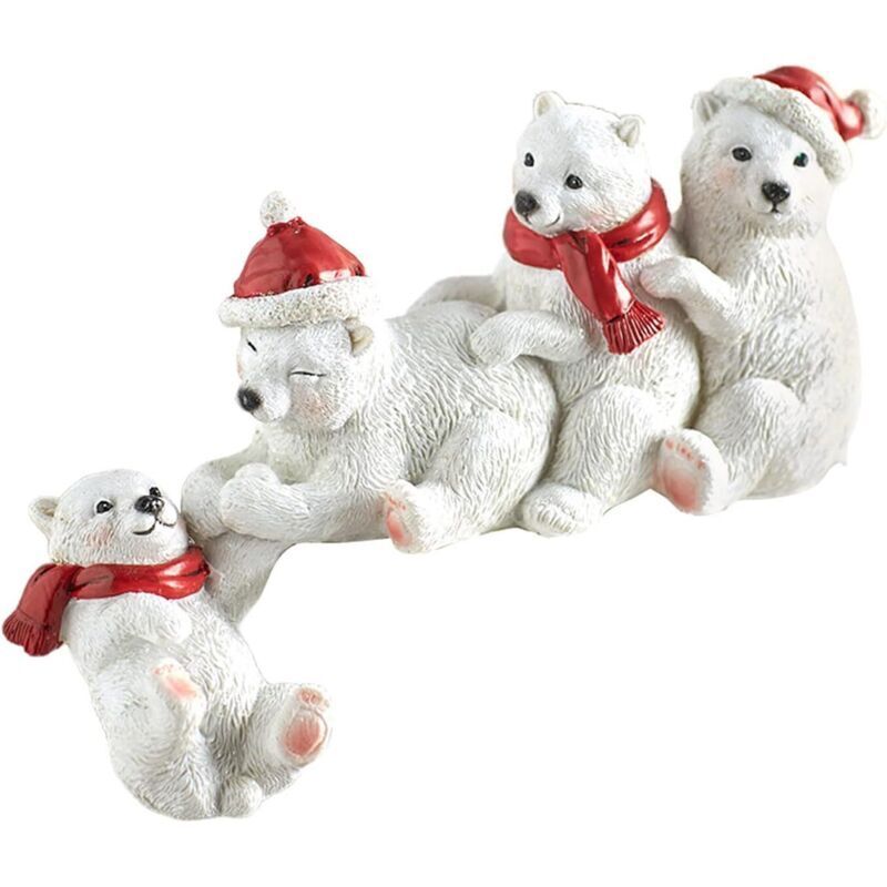 Polar bear nanny statue, mother and baby bear, for hanging on a shelf, table, Christmas home decor