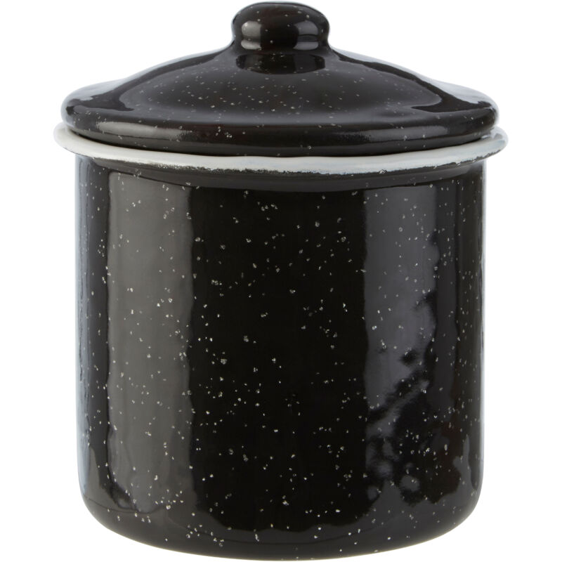 Premier Housewares - Small Canister Tea Coffee And Sugar Jar Basic Black Kitchen Storage Jar Perfect For Storing Spices Biscuits Ground Coffee 9 x 10