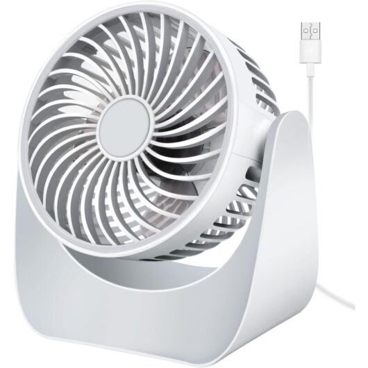 Quiet usb Fan, Mini Desk Fan 3 Speeds, 360° Rotation Small Powerful Portable Table Fan for Bedroom Car Camping Outdoor (White, No Battery)