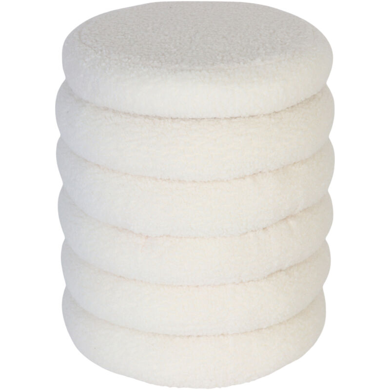 Relaxdays stool with storage, teddy bouclé fabric, H x D 44 x 37 cm, hallway, boho, Scandi dressing stool, natural white
