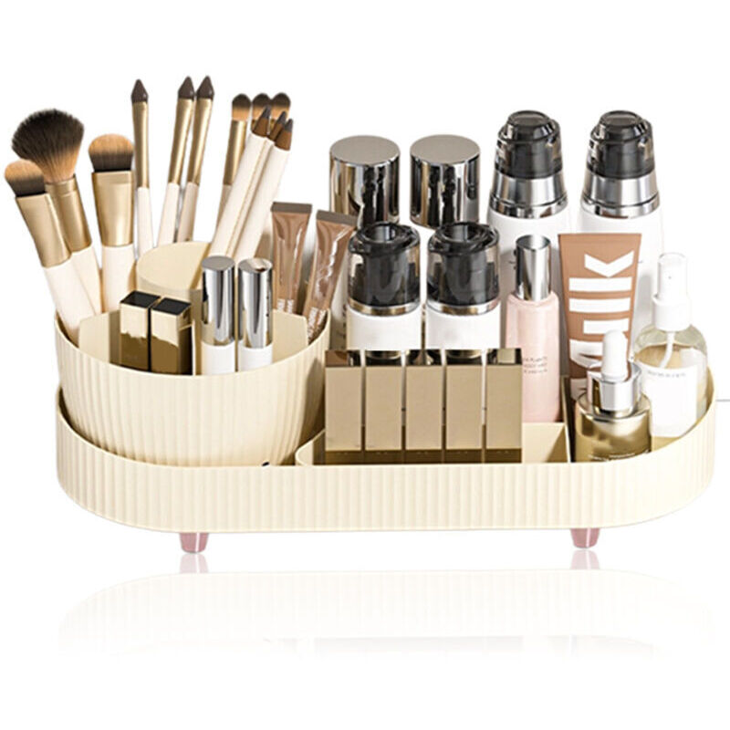Rotating makeup organizer, cosmetics display stand, skincare holder for countertop, vanity, desk (without lid)