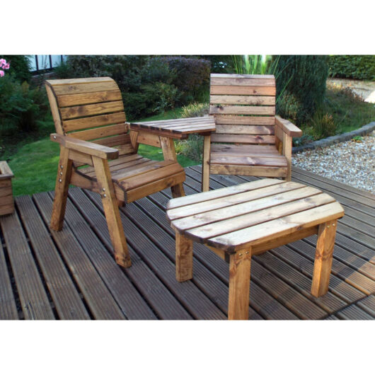 Samuel Alexander - Hand Made 2 Seater Chunky Rustic Wooden Furniture Love Seat With Tray & Table