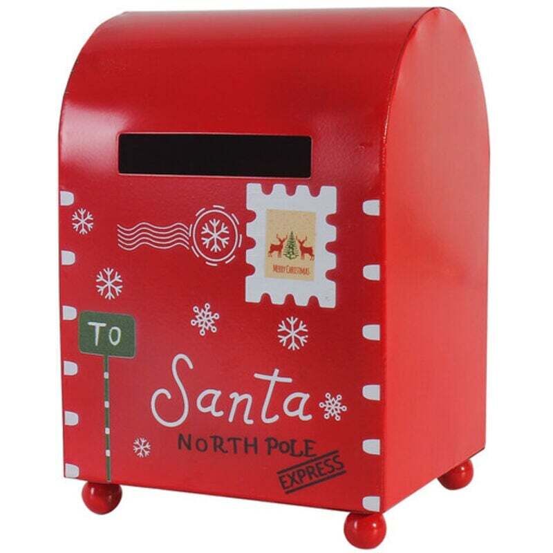 Santa's mailbox, Christmas decoration, 14 x 20 cm metal mailbox, Arctic Delivery children's gift wish list, indoor tabletop display, decoration