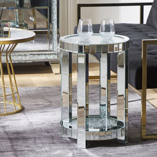 Shyfoy - Glass Round Frame End Table