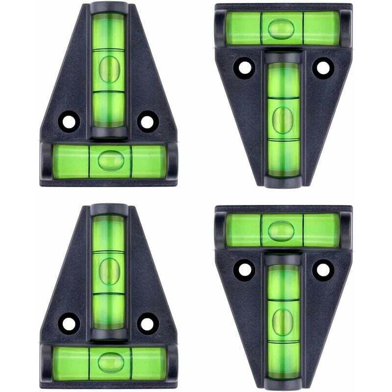 Spirit level, small magnetic T-shaped spirit level with 2 leveling bubbles. Set of 4, for RV accessories, stabilizers, cameras or other equipment