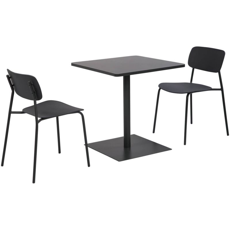 Square steel bistro garden table 70 cm + 2 chairs, anthracite - Orea + Liva