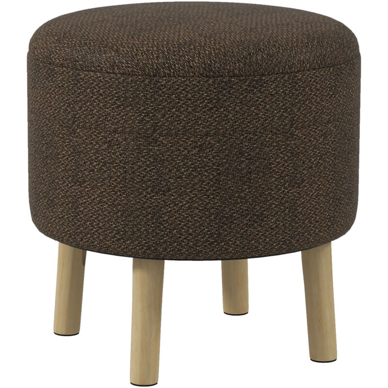 Storage Ottoman, Round Stool Chair with Cushioned Top, Hidden Space Dark Grey - Homcom