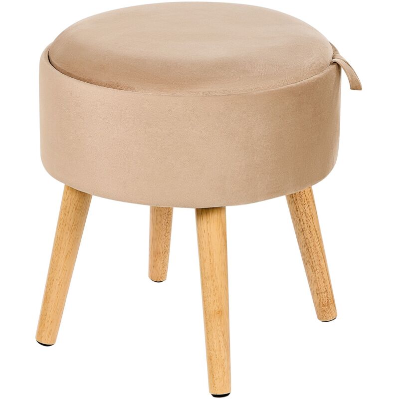 Storage Stool NEELY Velvet Beige
