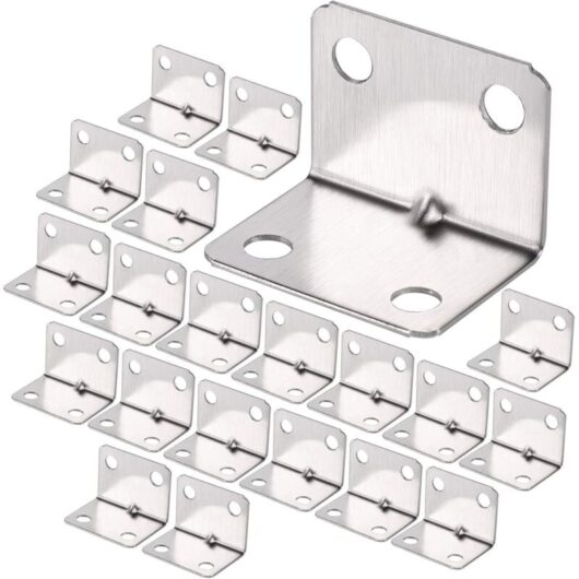 Tinor - 100Pcs Stainless Steel Corner Brace, Heavy Duty 90 Degree Corner Brace, Right Angle Corner Brace, Small Woodworking Corner Bracket, Right