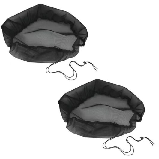 Tinor - 2 Pcs Rain Barrel Net, ø 95 cm Rain Barrel Cover with Drawstring, Adjustable Protective Net, Protection Against Leaves, Mosquitoes