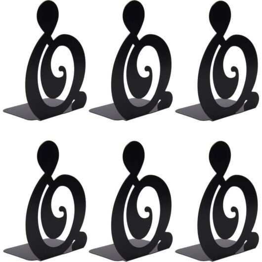 Tinor - 3 Pair Metal Bookends Shelf Support Book Stand Bookends Non-Slip Book Holder for Kids Teens Book Organizer for Home Office School Library