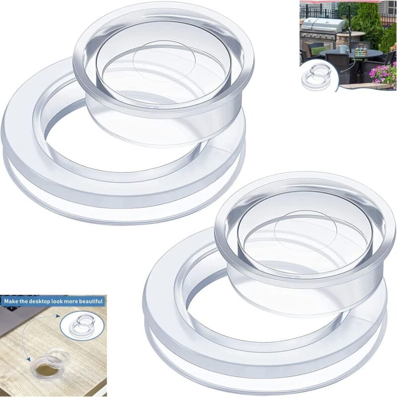 Tinor - Pack Patio Table Umbrella Rings and Caps Set, Thicker Hole Ring Plugs and Caps Set for Standard Size Umbrella (Clear)