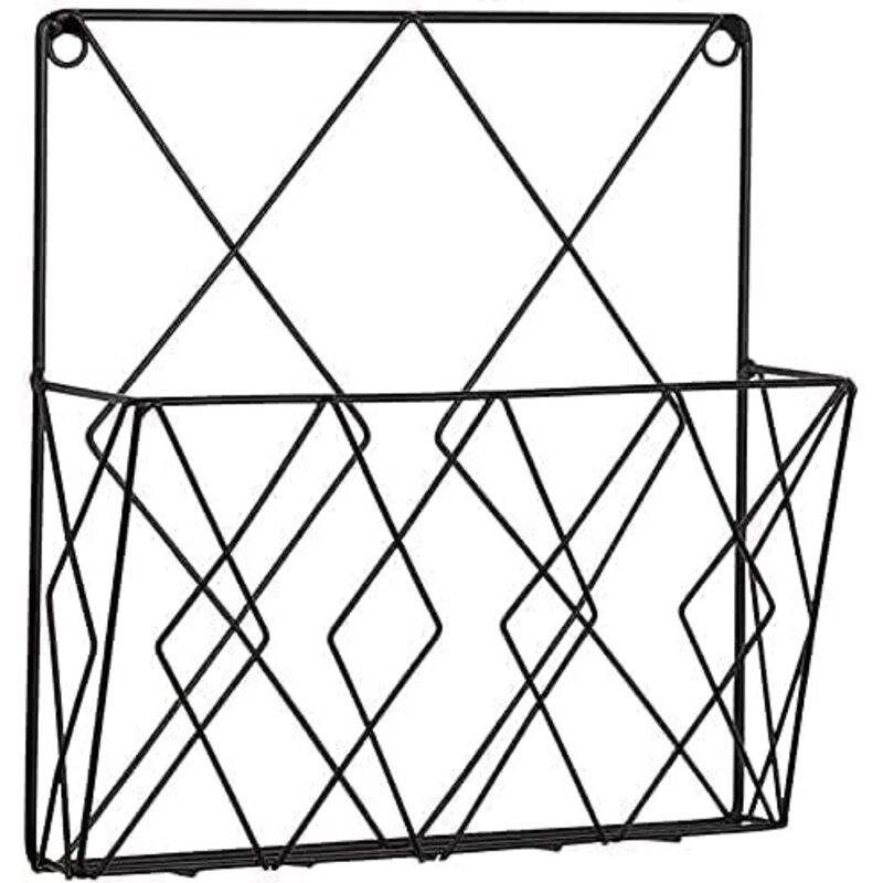 Tinor - Wall Mounted Magazine Rack, Newspaper Bookshelf Storage Rack Black Wire Metal Baskets Home Decoration Shelf Files for Office Living Room