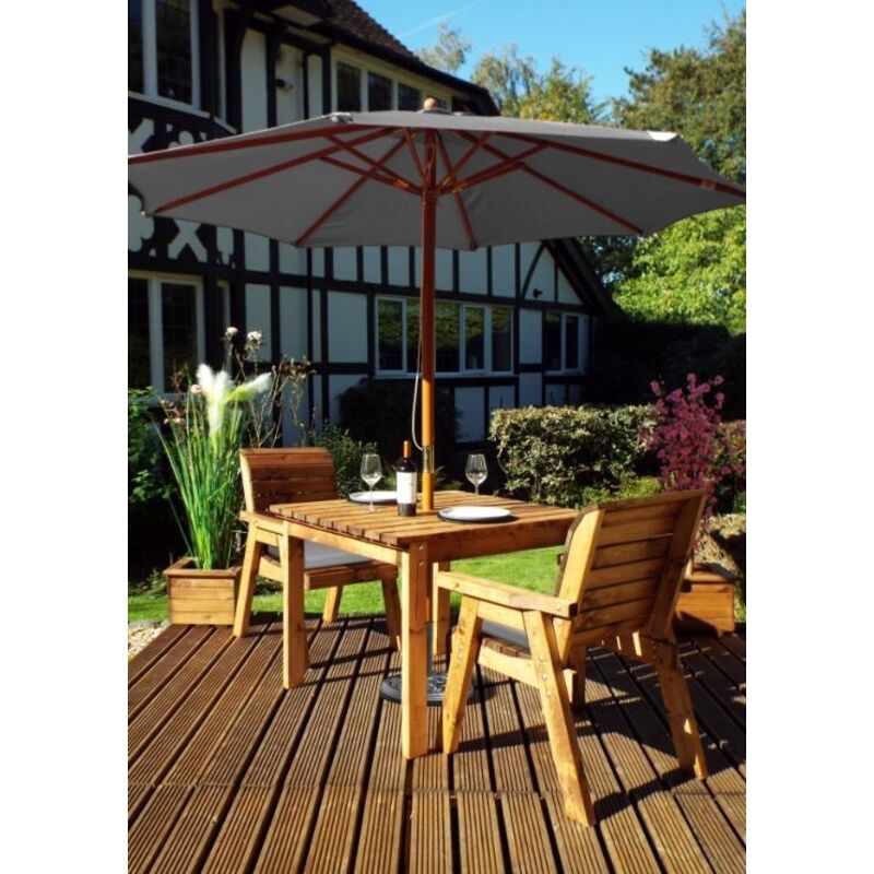 Two Seater Square Table Set with Cushions - W220 x D100 x H98 - Fully Assembled - Grey