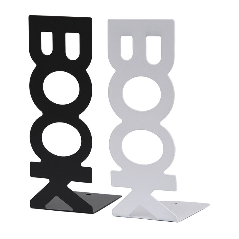 Vertical Bookends, Non-Slip Solid Metal Bookends for Home, Office, Study and Shelves (Black)