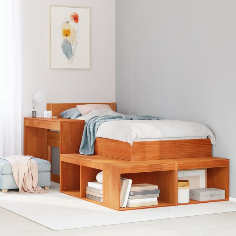 Vidaxl - Bedside Cabinet with Desk Wax Brown 222x107x75 cm Solid Wood Pine