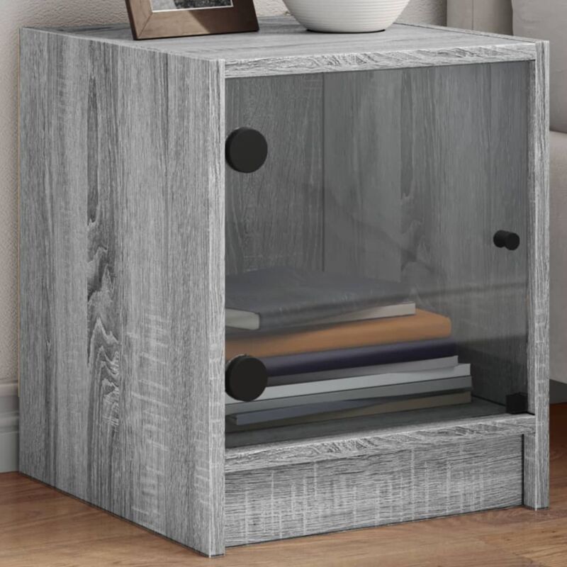 Vidaxl - Bedside Cabinets with Glass Doors 2 pcs Grey Sonoma 35x37x42 cm