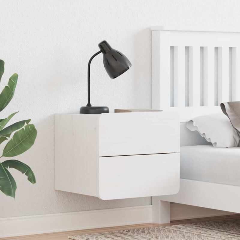 Vidaxl - Bedside Table with Drawer White 39 x 34 x 33 cm Solid pine wood