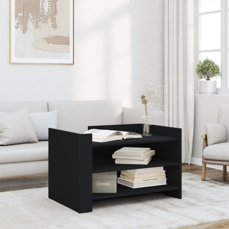 Vidaxl - Coffee Table Black 80x50x50 cm Engineered Wood