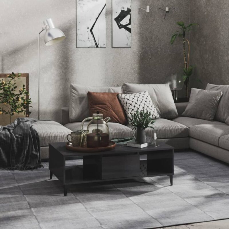 Vidaxl - Coffee Table High Gloss Grey 103.5x60x35 cm Engineered Wood
