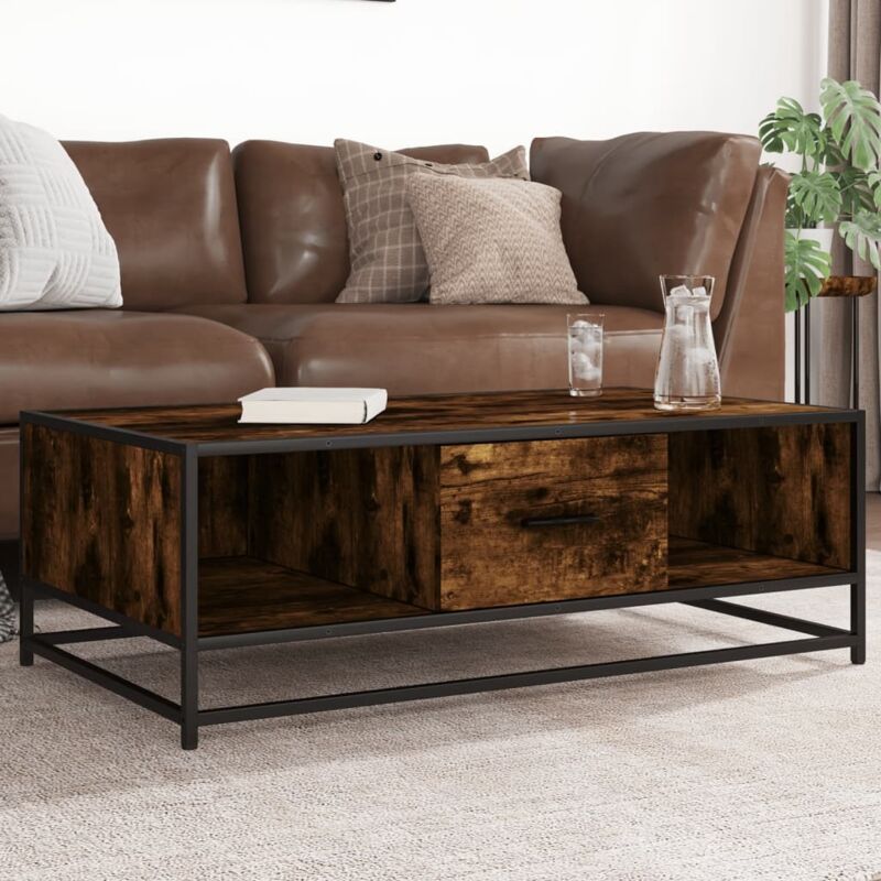 Vidaxl - Coffee Table Smoked Oak 100x57x35 cm Engineered Wood and Metal
