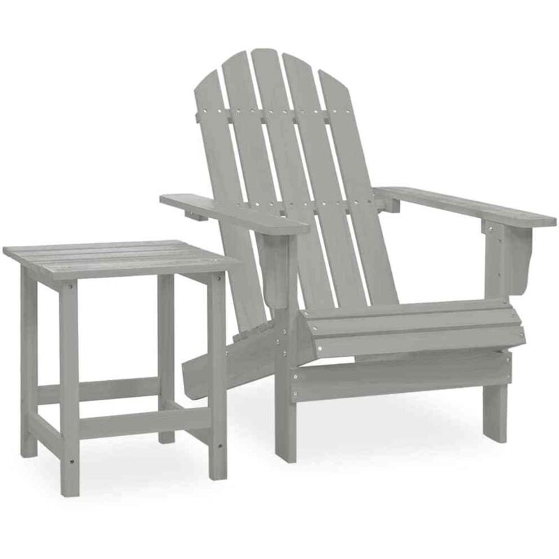 Vidaxl - Garden Adirondack Chair with Table Solid Fir Wood Grey