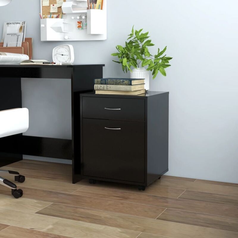 Vidaxl - Rolling Cabinet Black 45x38x54 cm Engineered Wood