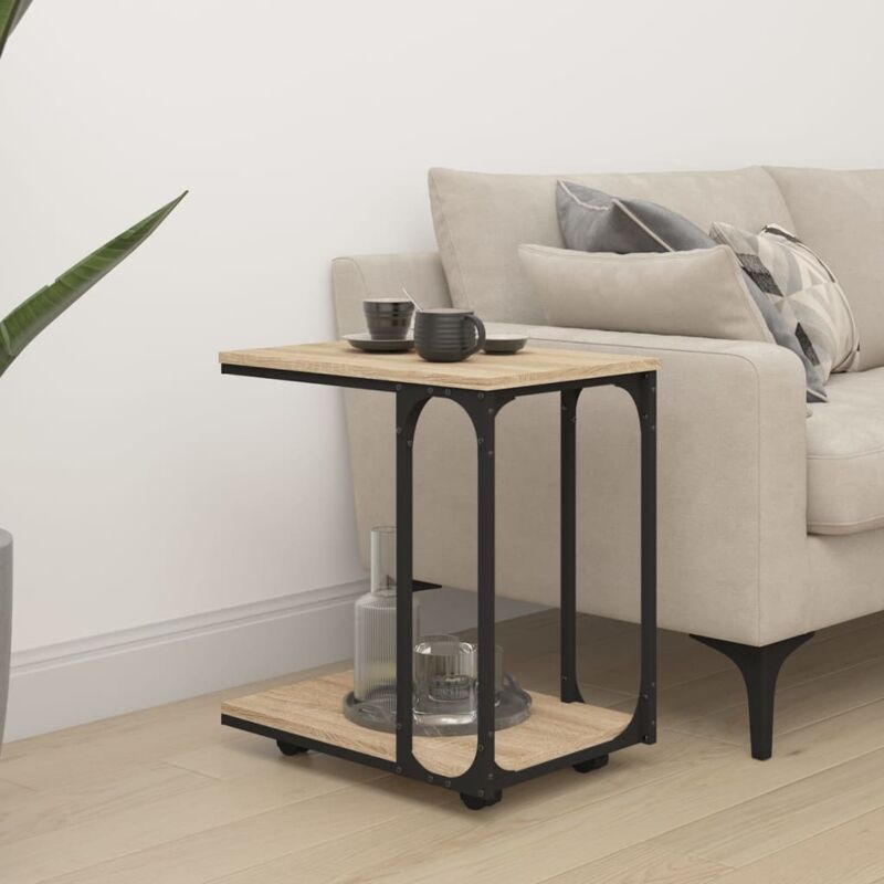 Vidaxl - Side Table with Wheels Sonoma Oak 50x35x55.5cm Engineered Wood
